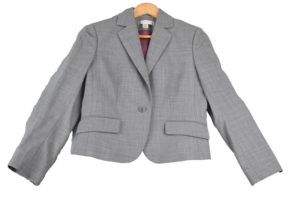 Vtg Petite Sophisticate Gray Blazer 8 Professional Y2K